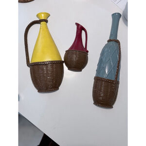 Vintage Sexton Home Accents Vase Wall Decor Brown Yellow Red Blue circa 1970